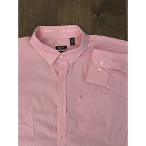 IZOD Premium Essentials‎ Men's Pink Striped Button Up Shirt Size 2XL Long Sleeve